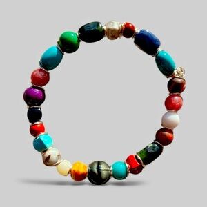 Large Multicolor Gemstone Handmade Bracelet!